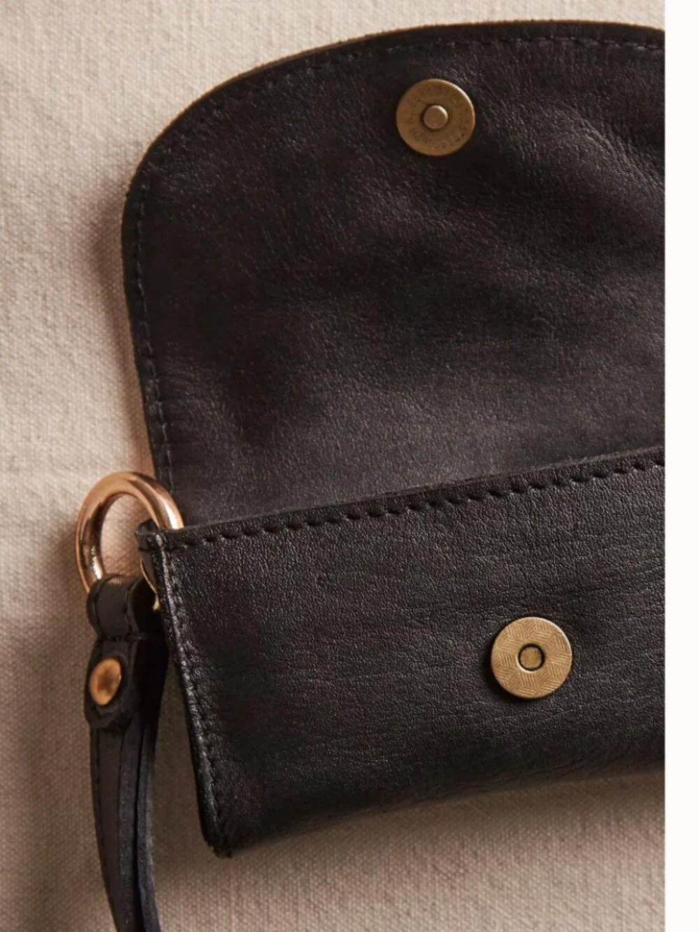 Free People NWT black leather bag lanyard
